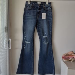 CELLO Jeans Women's Juniors High Rise Ripped Denim Bell Bottom Flare. Size7